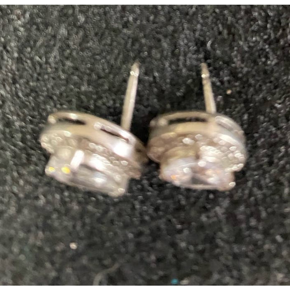 Vintage Sterling Silver Tear Drop Pierce Earrings Clear Crystals 3.55g - Picture 5 of 7